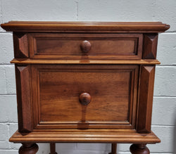 French Walnut Henry II Style Bedside Cabinet With White Marble Top | Antique & Vintage | Moonee Ponds Antiques | Australia Wide Delivery