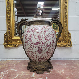 Large Attractive Ceramic Ornamental Lidded Jar with Stunning Ormolu Features