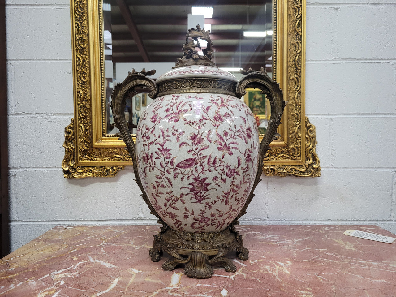 Large Attractive Ceramic Ornamental Lidded Jar with Stunning Ormolu Features
