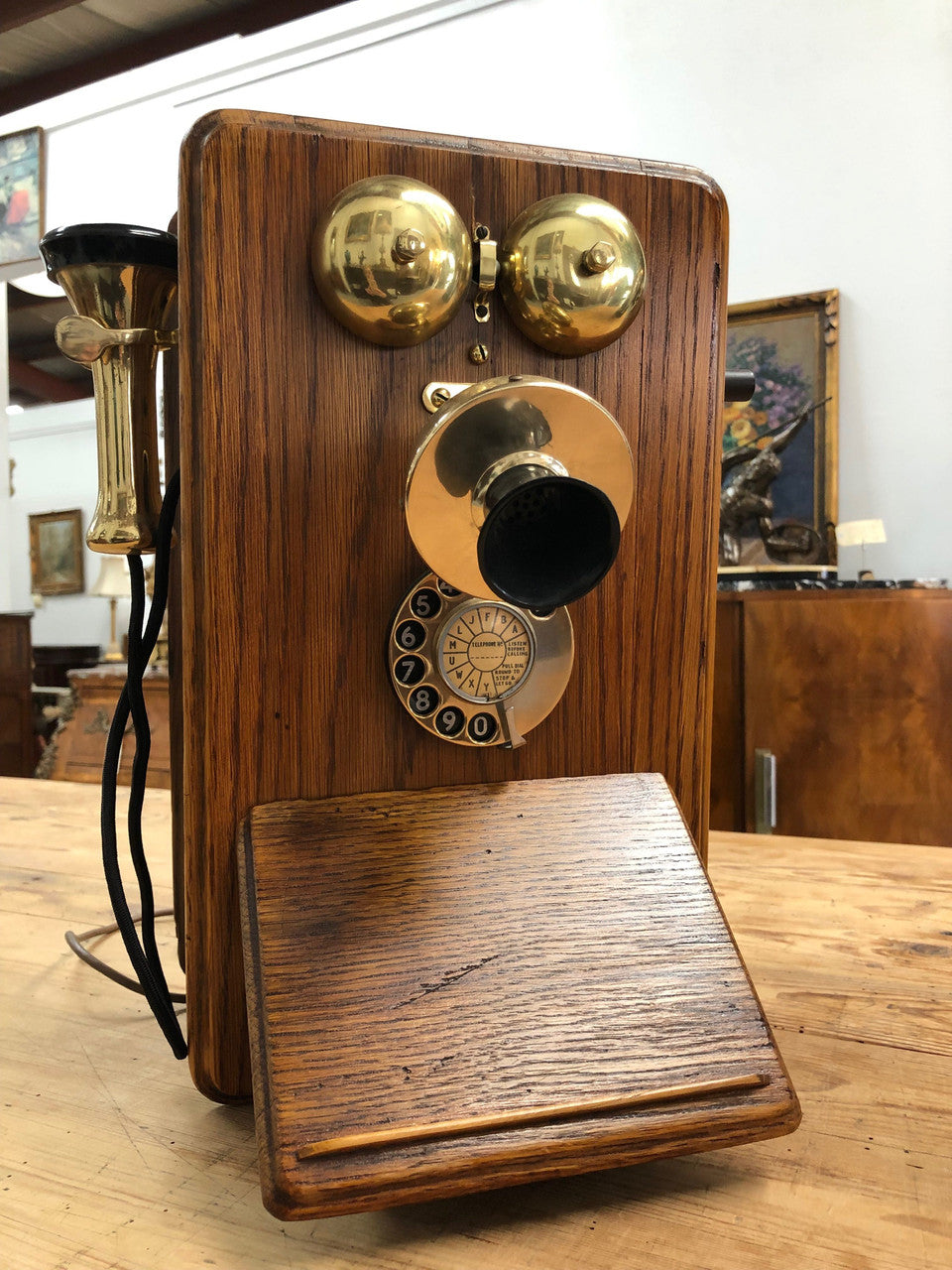 Fabulous Vintage Oak Wall Phone