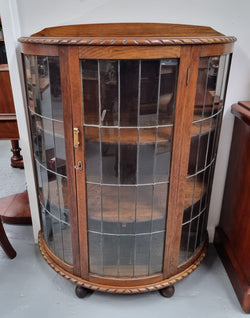 Vintage Australian Oak Half Round Leadlight Display Cabinet | Antique & Vintage | Moonee Ponds Antiques | Australia Wide Delivery