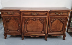 French Burr Walnut-Walnut Parquetry Top Three Door Sideboard | Antique & Vintage | Moonee Ponds Antiques | Australia Wide Delivery