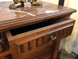 Henry II Style Walnut Inset Marble Top Single Bedside | Antique & Vintage | Moonee Ponds Antiques | Australia Wide Delivery