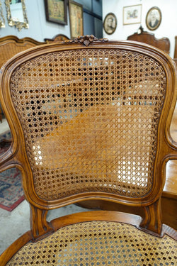 Pair French Louis XV Style Walnut and Cane Fauteuils | Antique & Vintage | Moonee Ponds Antiques | Australia Wide Delivery