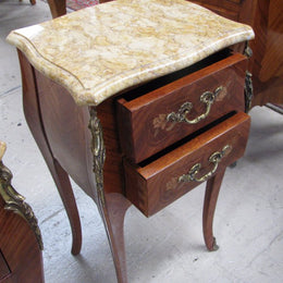 Pair of French Marquetry Inlaid Bedsides