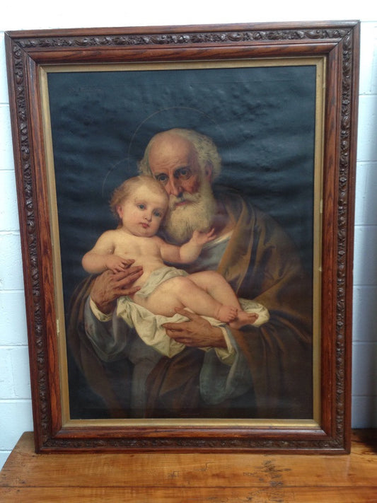 Oil on Canvas St. Joseph and Baby Jesus