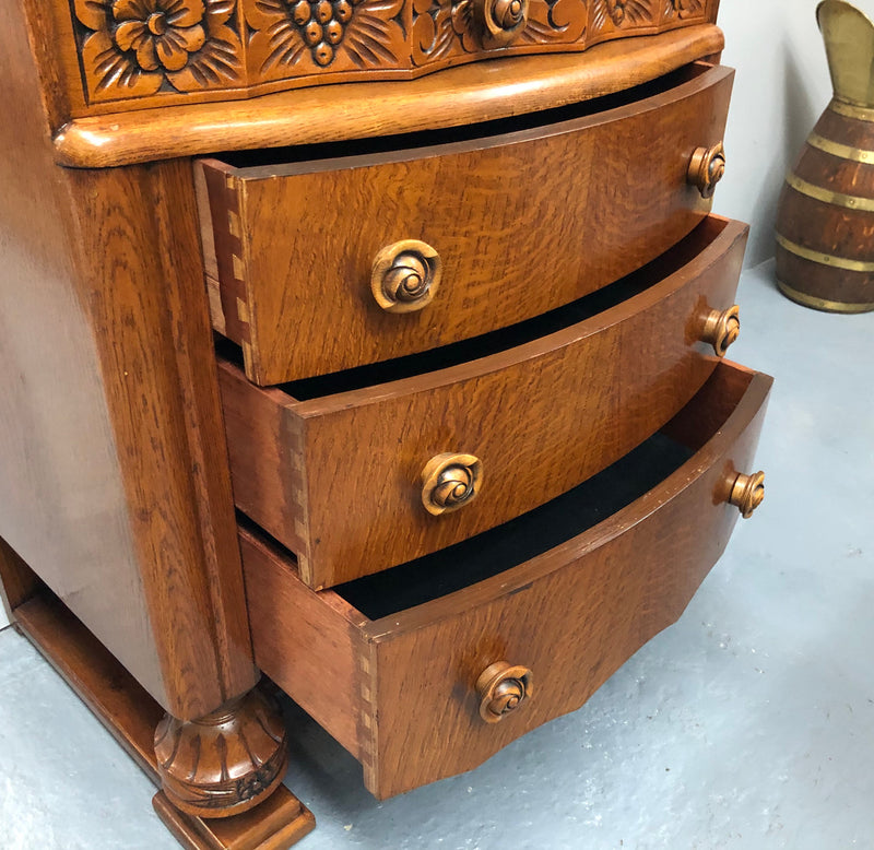 Tudor Style Oak Drop Down Writing Desk for sale at Moonee Ponds Antiques showroom in Airport West