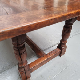 Vintage French Oak stretcher base farmhouse table. It is in good original condition.