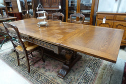 Large French Oak Square Parquetry Top Extension Table | Antique & Vintage | Moonee Ponds Antiques | Australia Wide Delivery
