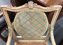 Painted French Louis XVI Style Cane Panel Arm Chair | Antique & Vintage | Moonee Ponds Antiques | Australia Wide Delivery