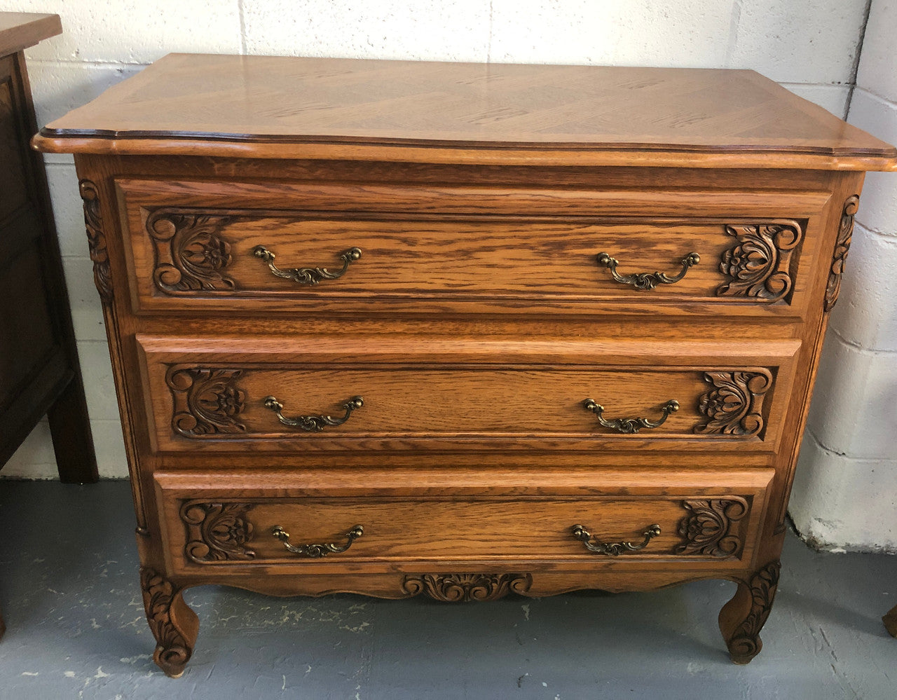 Lovely Provincial Oak Three Drawer Commode | Antique & Vintage | Moonee Ponds Antiques | Australia Wide Delivery