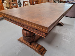 French Oak Renaissance Style Extension Table With Stretcher Base | Antique & Vintage | Moonee Ponds Antiques | Australia Wide Delivery