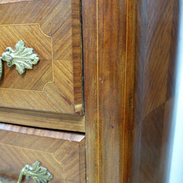French Louis XIV Style Walnut Inlaid Commode