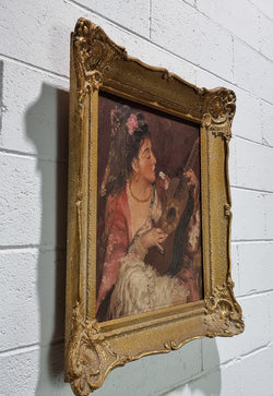 French Signed "The Serenade" Oil On Canvas Painting | Antique & Vintage | Moonee Ponds Antiques | Australia Wide Delivery