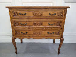 French Oak Louis 15th Style Three Drawer Wooden Top Commode | Antique & Vintage | Moonee Ponds Antiques | Australia Wide Delivery