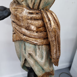 19th Century French Blackamoor lamp of grand proportions. Made from carved wood painted & gilded. It has been fully rewired to Australian standards.