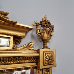 Beautifully Carved and Decorated Antique Gilt Napoleon III Louis XVI Style Gilt Overmantel Mirror