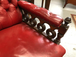 Leather Walnut Button Back Library Chair | Antique & Vintage | Moonee Ponds Antiques | Australia Wide Delivery
