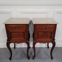 Pair of French Antique Louis XV Style Walnut & Marble Top Bedsides | Antique & Vintage | Moonee Ponds Antiques | Australia Wide Delivery