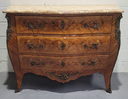 French Three Drawer Marquetry Inlaid Marble Top Commode | Antique & Vintage | Moonee Ponds Antiques | Australia Wide Delivery