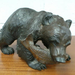 Japanese Hardwood Bear Statue