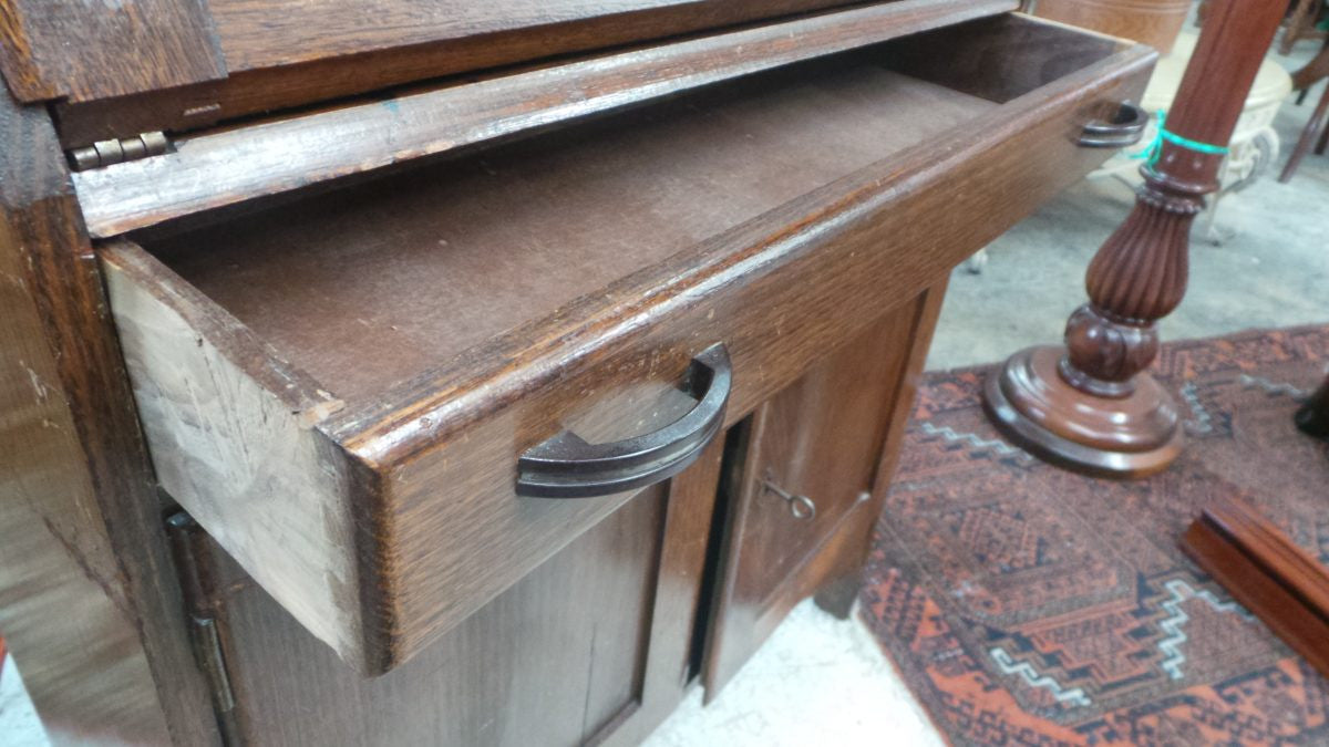 A Small Space Oak Secretaire