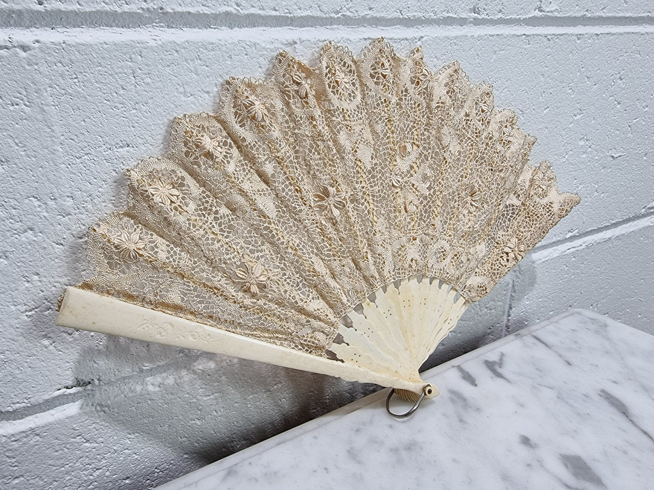 Edwardian Bone and Lace Fan | Antique & Vintage | Moonee Ponds Antiques | Australia Wide Delivery