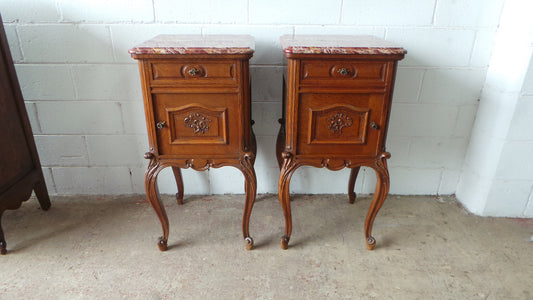 Fabulous Pair Of French Oak Bedside Cabinets