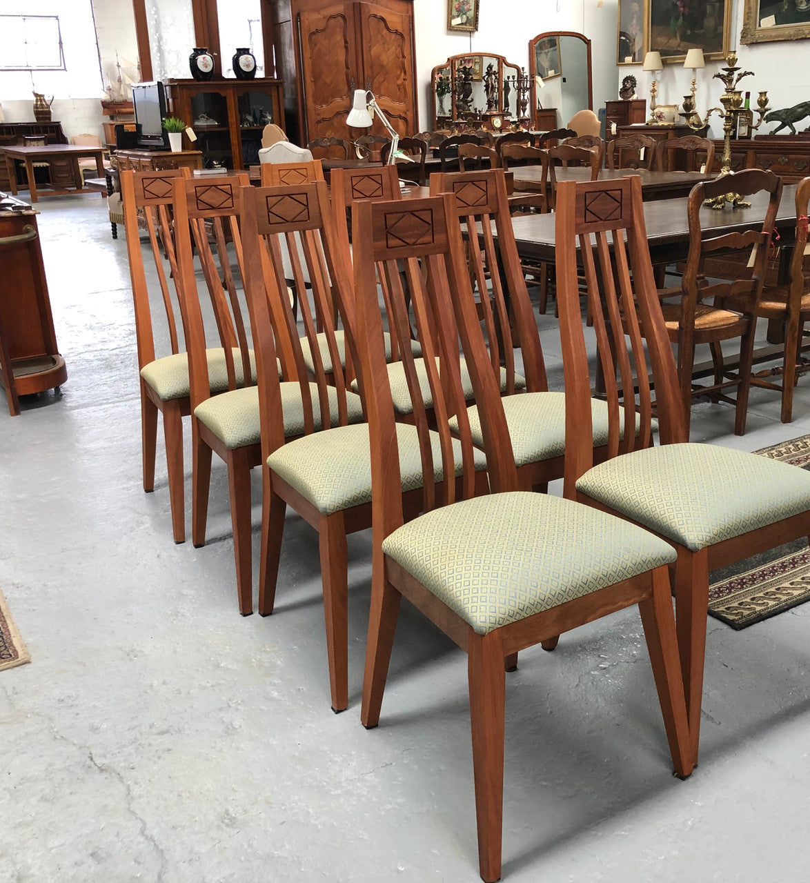 Set Of 8 Custom Made Mackintosh Style Dining Chairs | Antique & Vintage | Moonee Ponds Antiques | Australia Wide Delivery