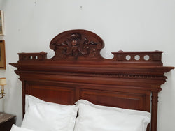 Grand French Henry II Style Mahogany Queen Size Bed | Antique & Vintage | Moonee Ponds Antiques | Australia Wide Delivery