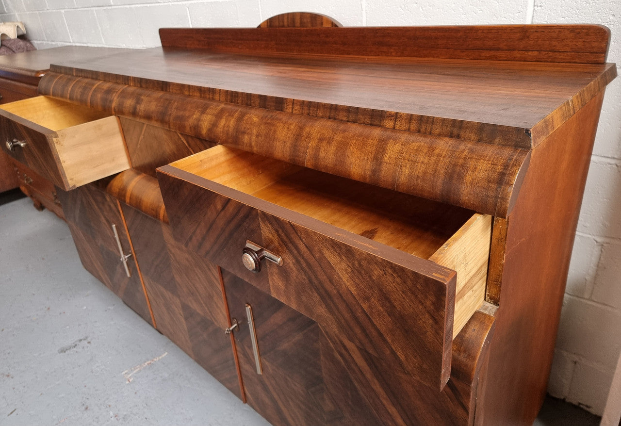 Vintage Walnut Art Deco “Waterfall” Sideboard Buffet | Antique & Vintage | Moonee Ponds Antiques | Australia Wide