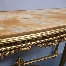 French Antique Early 19th Century Gilt & Marble Top Console Table