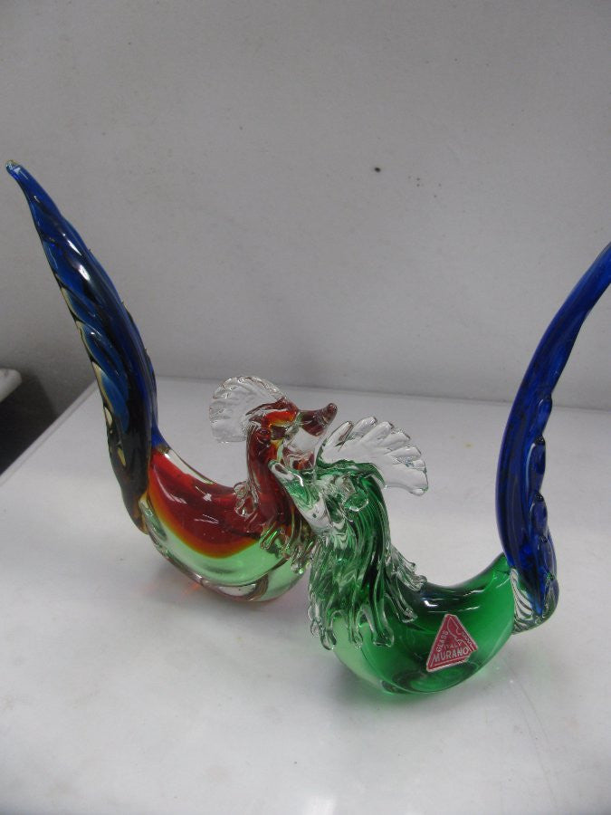 Pair of Murano Glass Roosters