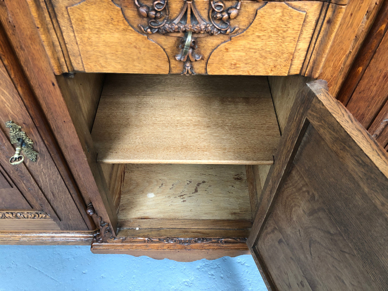 19th Century French Oak Two Drawer Buffet With Beautiful Carvings | Antique & Vintage | Moonee Ponds Antiques | Australia Wide Delivery