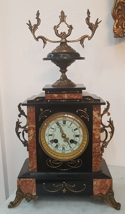French Highly Decorative Marble Mantle Clock | Antique & Vintage | Moonee Ponds Antiques | Australia Wide Delivery