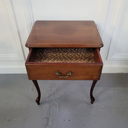 Vintage Mahogany single drawer cabriole leg bedside table. It has been sourced from locally and is in good original detailed condition.