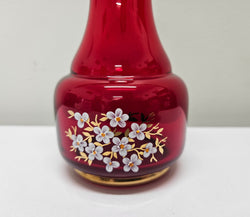 Bohemia Ruby Red Glass Vase With Guilt | Antique & Vintage | Moonee Ponds Antiques | Australia Wide Delivery