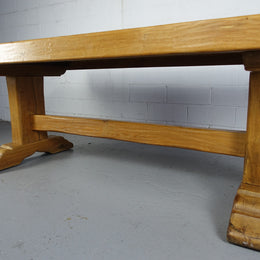 Amazing Rustic Oak French 10 seater refectory farmhouse table. This table can very comfortably seat 10 people and 12 if needed. The top has a charming natural rustic feel and it is in very good original detailed condition.