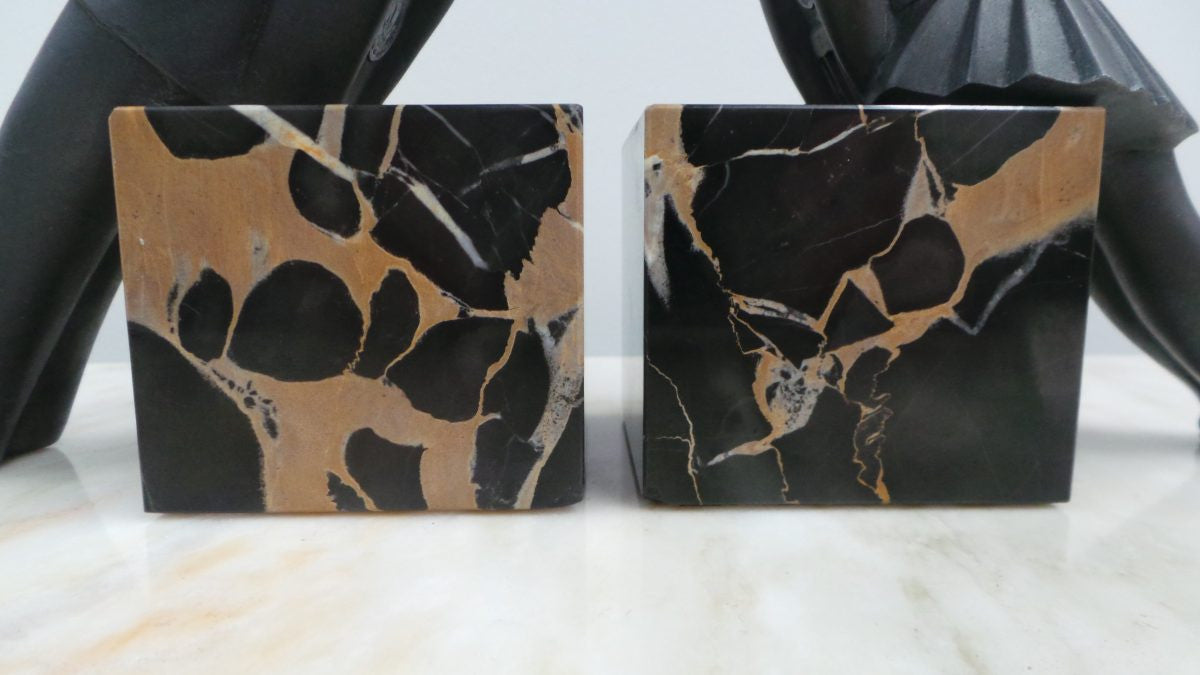 A Pair Of French Art Deco Bronze Metal Signed "MILO" Bookends | Antique & Vintage | Moonee Ponds Antiques | Australia Wide Delivery