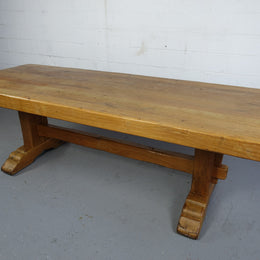 Amazing Rustic Oak French 10 seater refectory farmhouse table. This table can very comfortably seat 10 people and 12 if needed. The top has a charming natural rustic feel and it is in very good original detailed condition.