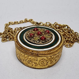 Vintage Gilt & Enamel Pill Box