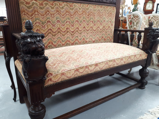 French Gothic Style 19th Century Oak Settee