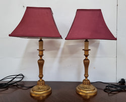 Pair of French Antique 19th Century Gilt Bronze Candlestick Lamps & Shades | Antique & Vintage | Moonee Ponds Antiques | Australia Wide Delivery