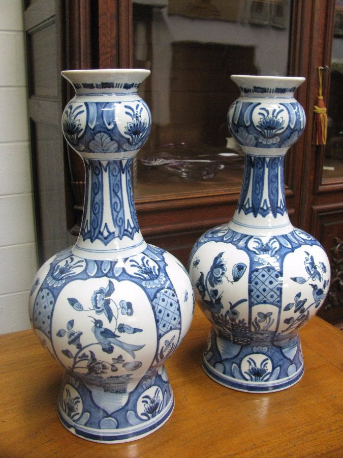 Pair Of Antique Delft Vases