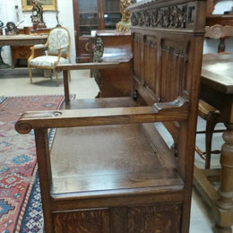 French Oak Gothic Hall Seat