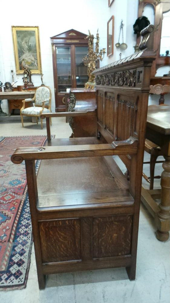 French Oak Gothic Hall Seat | Antique & Vintage | Moonee Ponds Antiques | Australia Wide Delivery