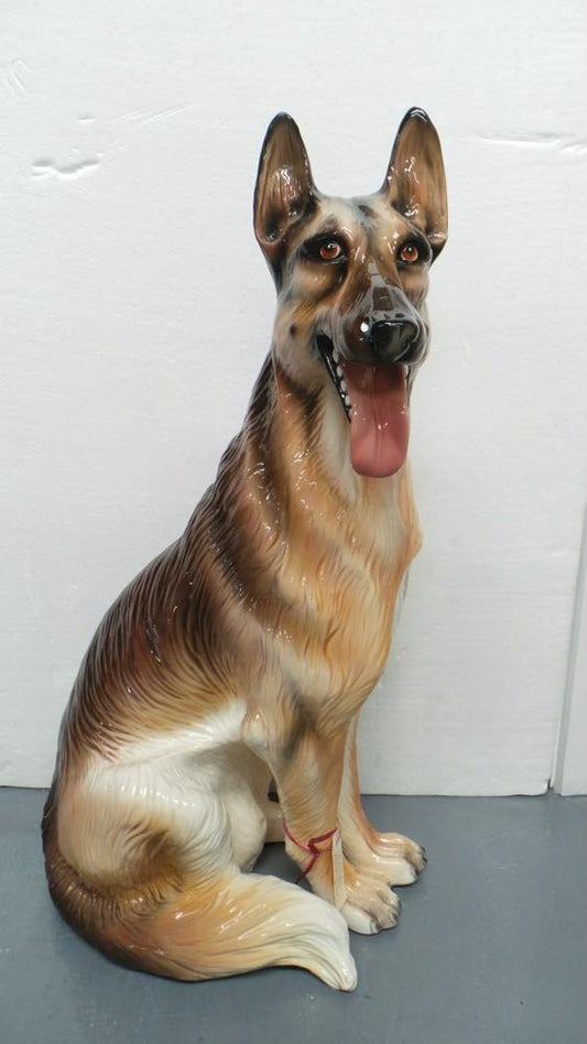 Life Size Mid Century Italian Porcelain German Shepherd
