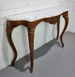 Elegant Walnut French Louis XV Style Marble Top Console Table | Antique & Vintage | Moonee Ponds Antiques | Australia Wide Delivery