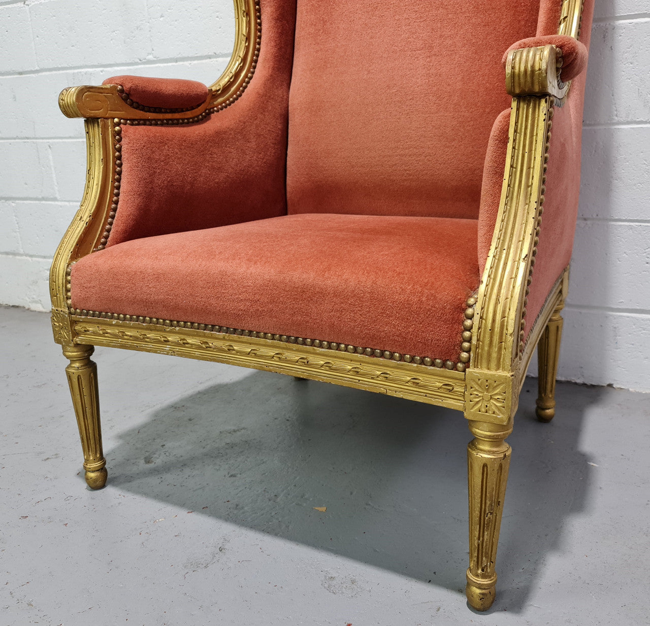 Antique Louis XVI Gilt Upholstered Bergere Wingback Chair | Antique & Vintage | Moonee Ponds Antiques | Australia Wide Delivery