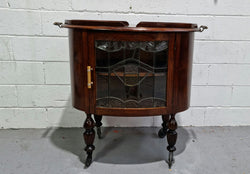 Oak Tudor Auto Trolley With Leadlight Glass | Antique & Vintage | Moonee Ponds Antiques | Australia Wide Delivery